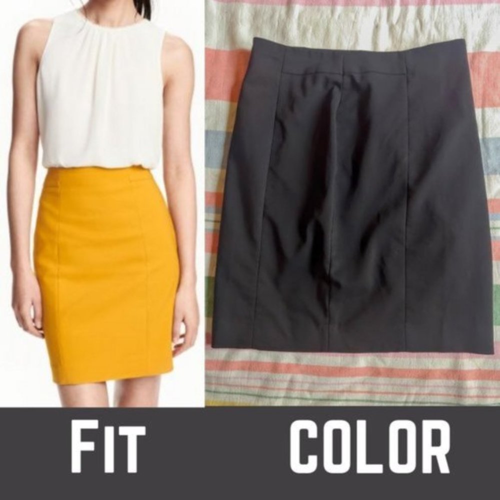 H&M Black Cotton Blend Pencil Skirt with Side Slit